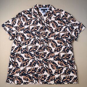 Tommy Hilfiger Hawaiian Palms Shirt Linen Cotton Blend Men's Size Large